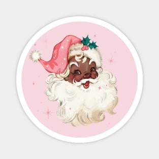 Retro Black Santa Claus Mid Century Modern Cute Pink Santa Magnet